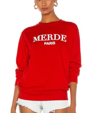 DEPARTURE Merde Sweatshirt in Red. Size M, S.