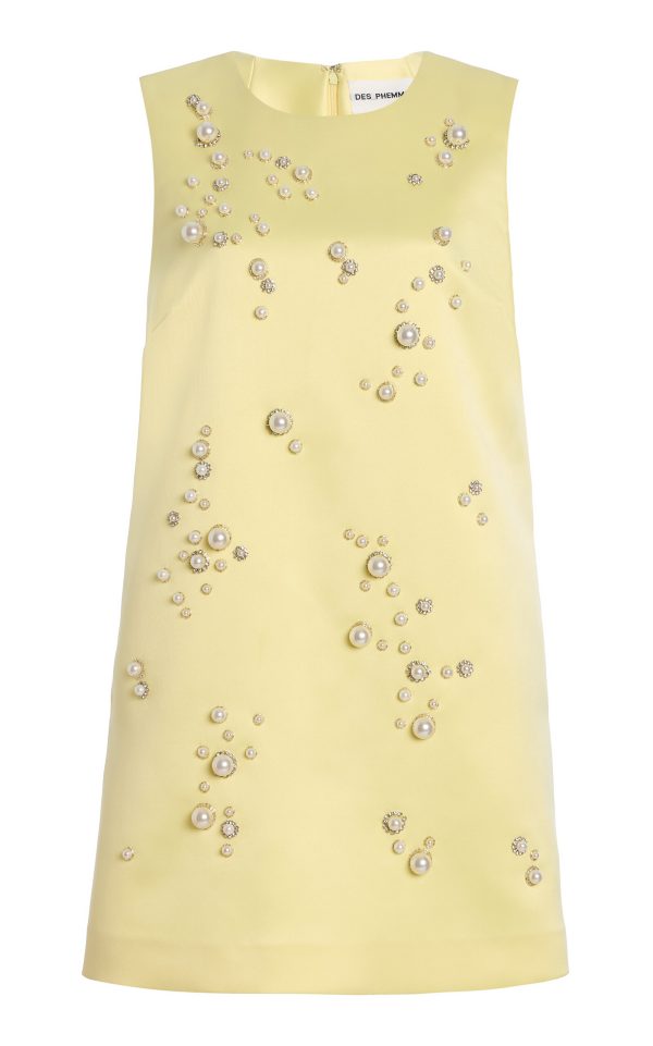 DES_PHEMMES - Exclusive Riviera Embellished Mini Shift Dress - Yellow - IT 38 - Moda Operandi