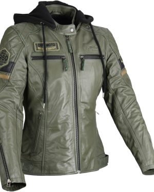 DIFI Jolene 2 Ladies Motorcycle Leather Jacket, black-green, Size L for Women