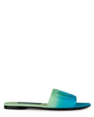 DOLCE AND GABBANA Calfskin Sliders - Blue