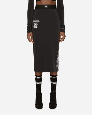 DOLCE AND GABBANA Dg Vib3 Stretch Jersey Pencil Skirt - Black