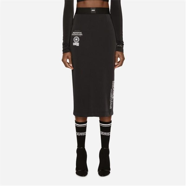 DOLCE AND GABBANA Dg Vib3 Stretch Jersey Pencil Skirt - Black