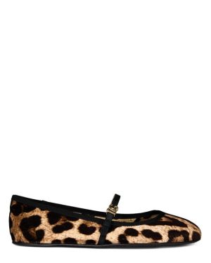 DOLCE AND GABBANA Leopard Ballet Flats - Brown
