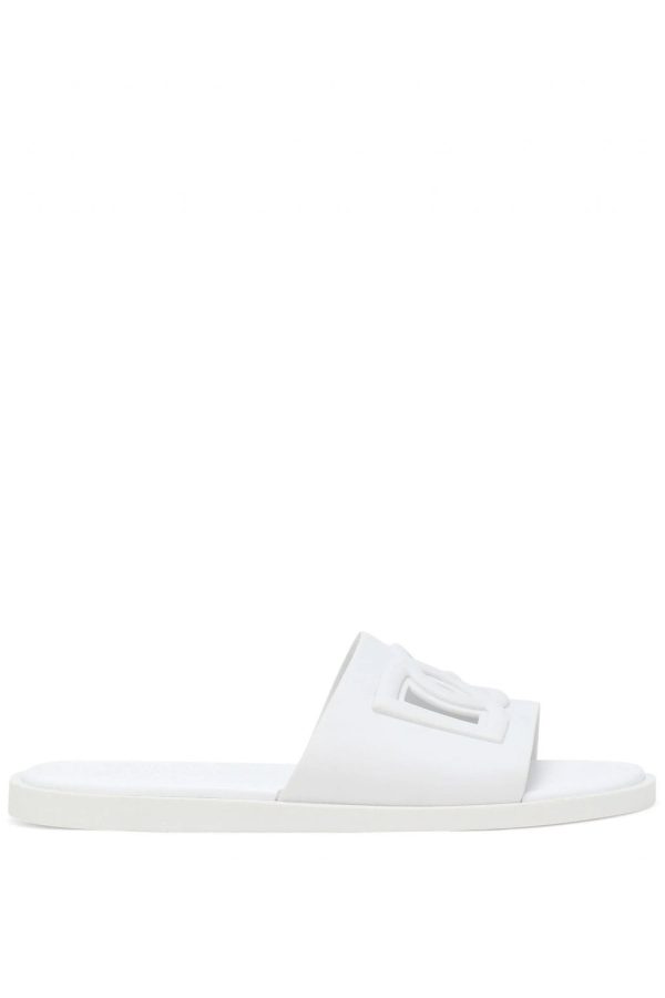 DOLCE & GABBANA CUT OUT DG SLIDERS Size: 44, colour: WHITE