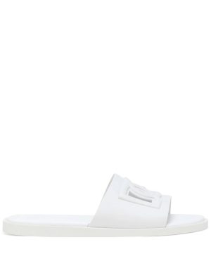 DOLCE & GABBANA CUT OUT DG SLIDERS Size: 44, colour: WHITE