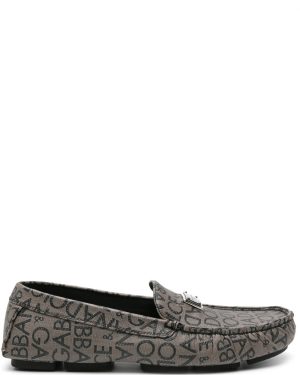 DOLCE & GABBANA MONOGRAM DG LEATHER LOAFERS Size: 40, colour: BRO