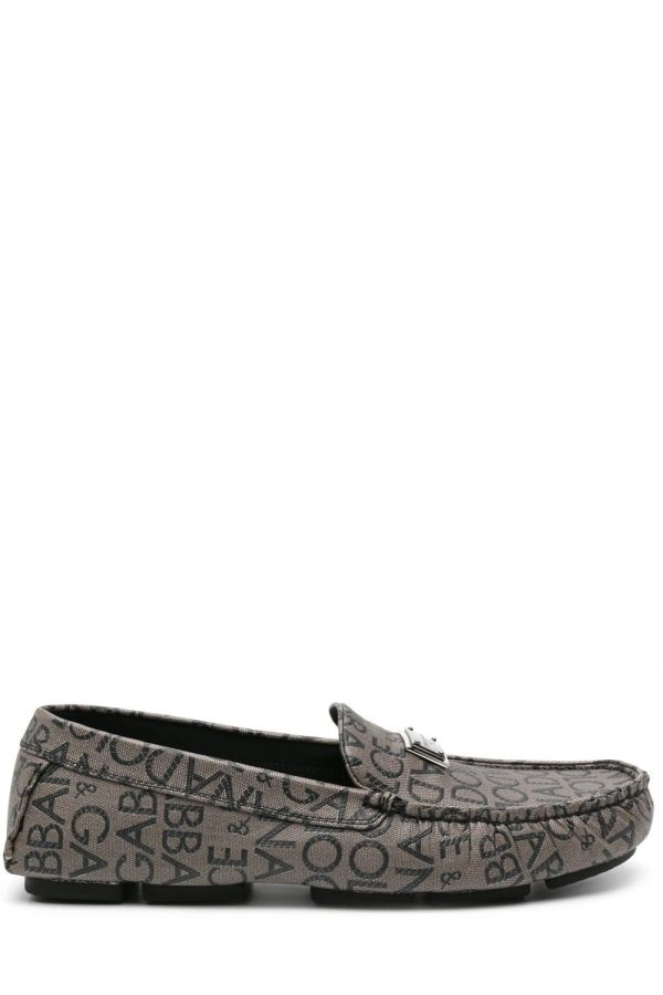 DOLCE & GABBANA MONOGRAM DG LEATHER LOAFERS Size: 40, colour: BRO