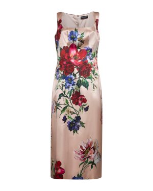 DOLCE & GABBANA | Pink Floral print stretch satin sheath dress | Women | 42