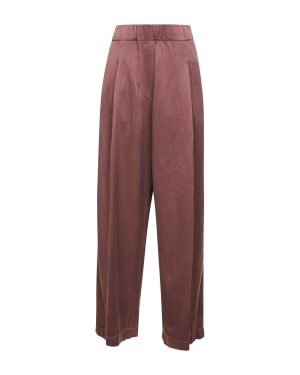 DRIES VAN NOTEN | Brown cupro cotton blend wide-leg trousers | Women | M