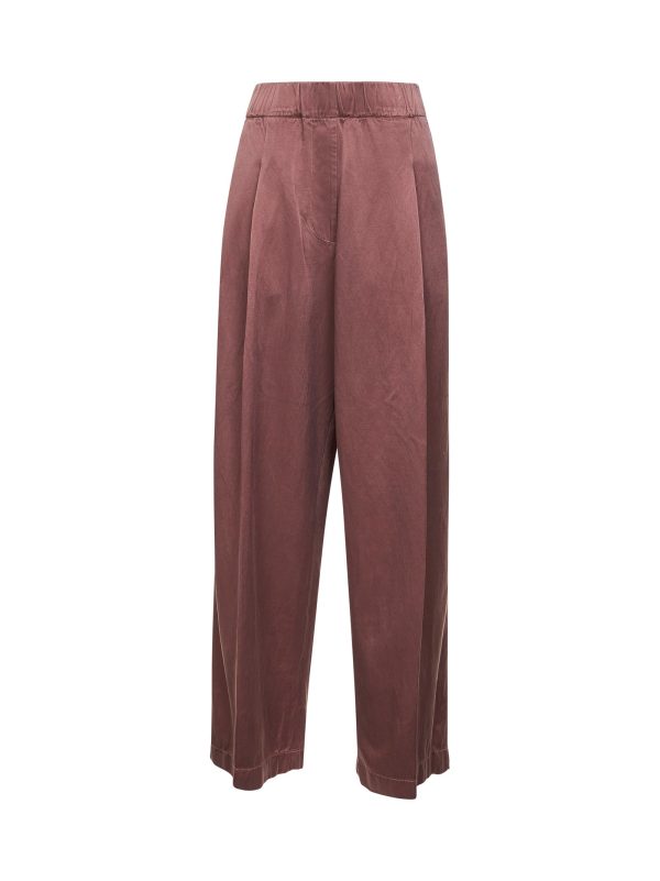 DRIES VAN NOTEN | Brown cupro cotton blend wide-leg trousers | Women | M