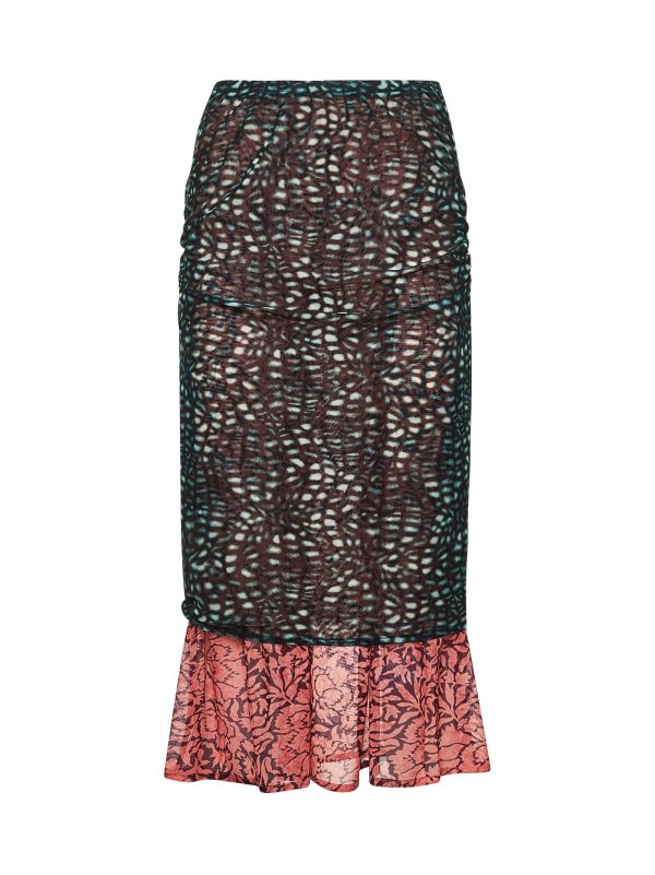 DRIES VAN NOTEN | Printed mesh layered midi skirt | Women | XS
