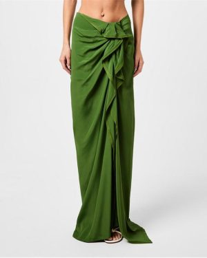 DRIES VAN NOTEN Silk Wrap Skirt - Green