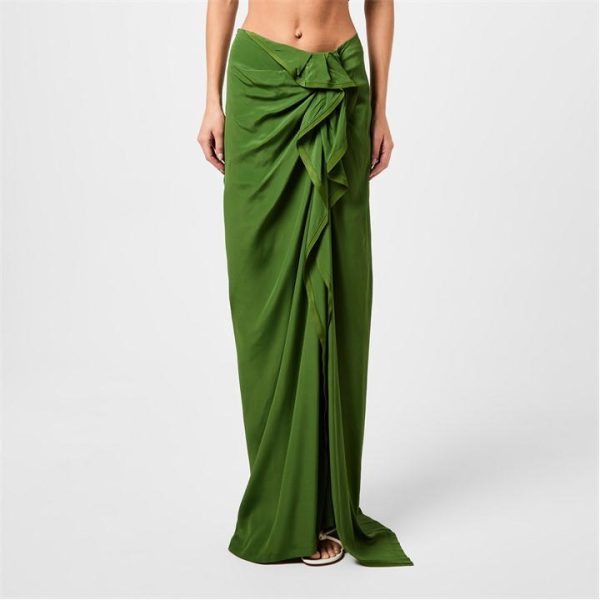 DRIES VAN NOTEN Silk Wrap Skirt - Green