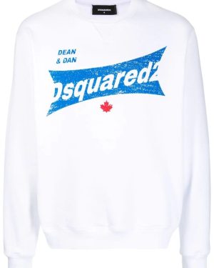 DSQUARED2 BRANDED JERSEY SWEATSHIRT Size: L, colour: WHITE
