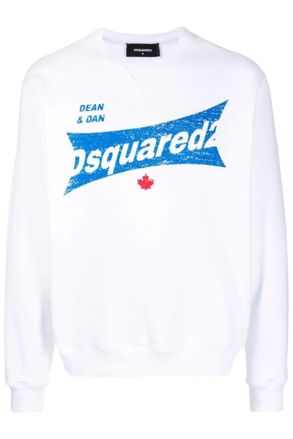 DSQUARED2 BRANDED JERSEY SWEATSHIRT Size: L, colour: WHITE
