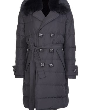 DSQUARED2 Dsquared Womens Fur Collar Trench Coat Size: 38, colour: BLA