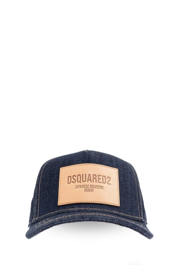 DSQUARED2 LEATHER PATCH DENIM CAP Size: OS, colour: BLUE