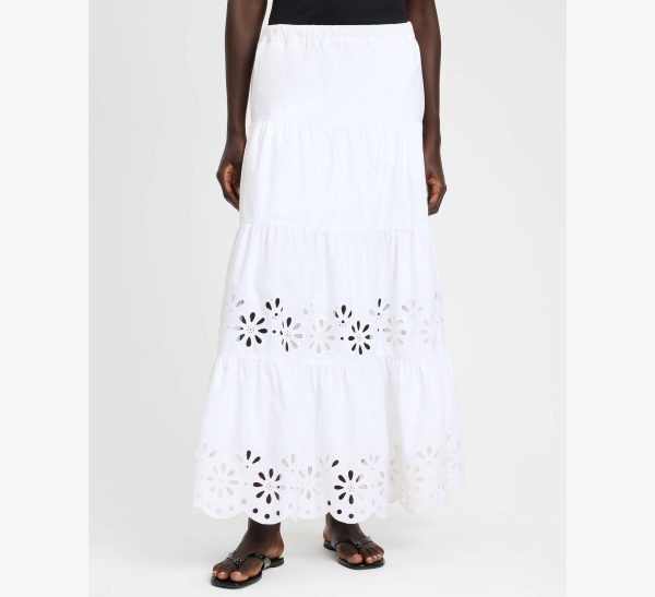 Daisy Eyelet Tiered Maxi Skirt