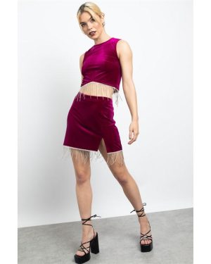 Daisy Street Velvet Mini Dress - Pink