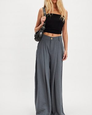 Dallas Wide-Leg Trousers at Free People in Steel, Size: US 0
