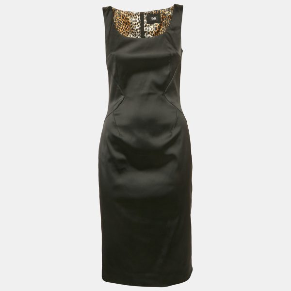 D&G Black Satin Sleeveless Sheath Dress M