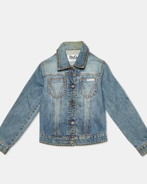D&G Junior Blue Denim Studded Button Front Jacket 6 Yrs