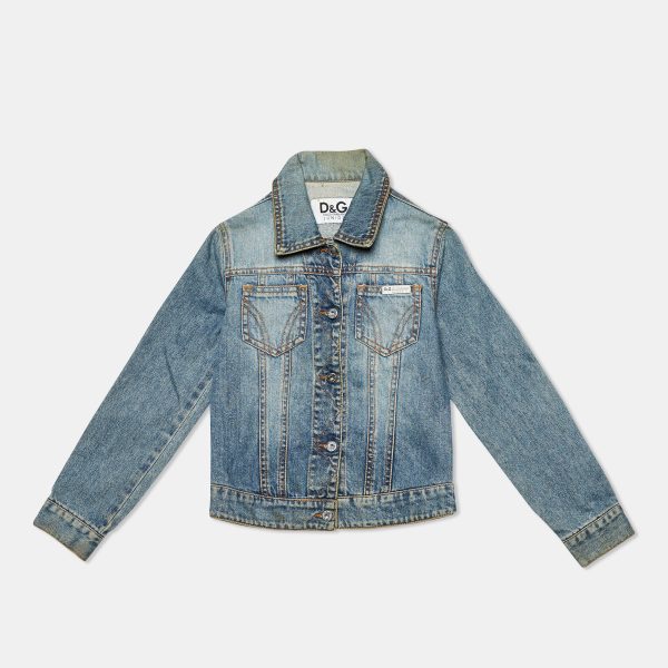 D&G Junior Blue Denim Studded Button Front Jacket 6 Yrs