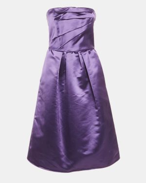 D&G Purple Satin Draped Strapless Short Dress M