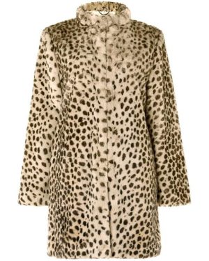 Damsel in a Dress Carter Leopard Faux Fur Coat - Cream