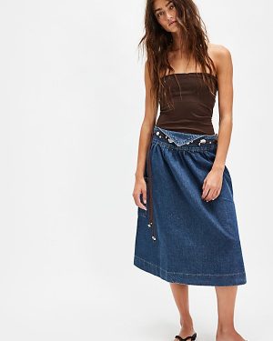 Damson Madder Hollis Midi Skirt at Free People in Dallas Wash, Size: US 6
