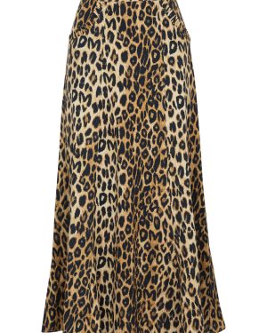Damson Madder Hyan Leopard-print Cotton Maxi Skirt - Brown - 12 (UK12 / M)