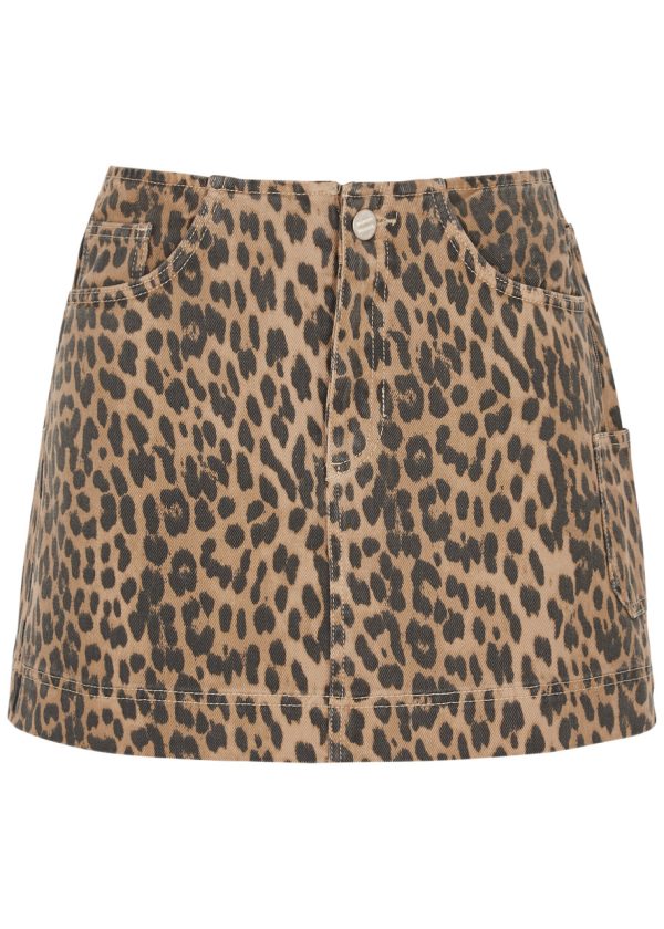 Damson Madder Lily Leopard-print Denim Mini Skirt - 6 (UK6 /xs)