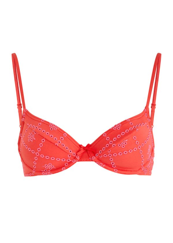 Damson Madder Uma Embroidered Underwired Bikini top - Red - 14 (UK14 / L)
