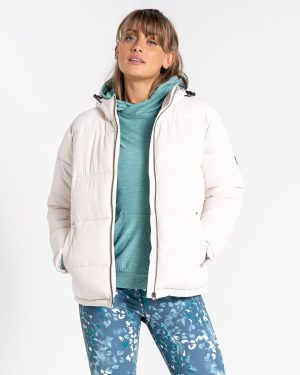 Dare 2b Women's Luxuriate Waterproof Puffer Jacket Barley White, Size: 8