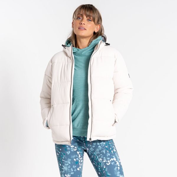 Dare 2b Women's Luxuriate Waterproof Puffer Jacket Barley White, Size: 8