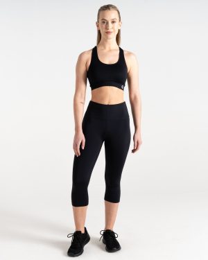 Dare 2b Women's Quick Drying Influential 3/4 Gym Leggings Black, Size: 6