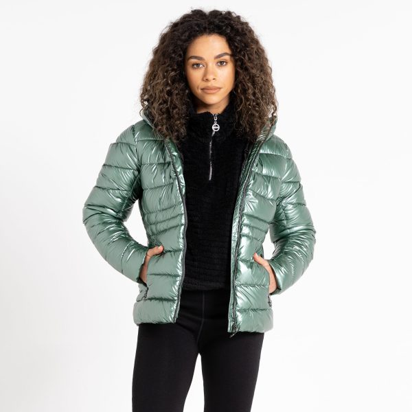 Dare 2b Womens Reputable II Puffer Jacket Duck Green Metallic, Size: 18