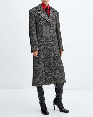 Dark Grey Wool Blend Tailored Coat