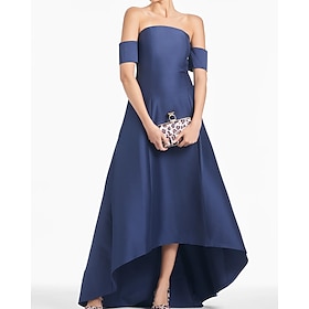 Dark Navy A-Line Cocktail Dresses Elegant Dress Formal Black Tie Dress Wedding Floor Length Sleeveless Strapless Satin Overskirt 2025