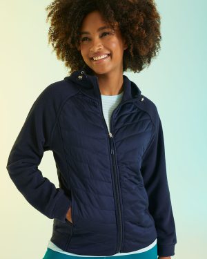 Dash Blue - Long Sleeve Padded Jacket With Hood