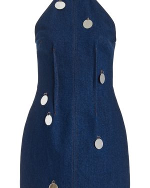 David Koma - Mirror Sequin Denim Mini Dress - Blue - UK 12 - Moda Operandi