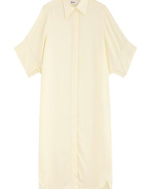 Day Birger ET Mikkelsen Genevieve Satin Midi Shirt Dress - Off White - 38 (UK12 / M)