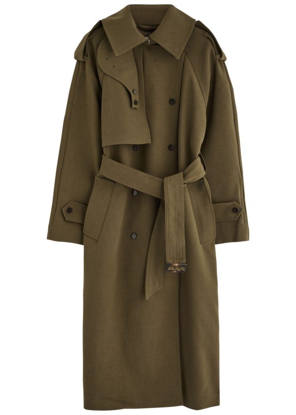 Day Birger ET Mikkelsen Lynn Belted Woven Trench Coat - Khaki - 40 (UK14 / L)
