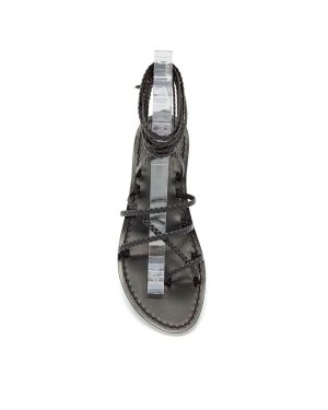 Dea Sandals Total Black Leather Gladiator Sandals
