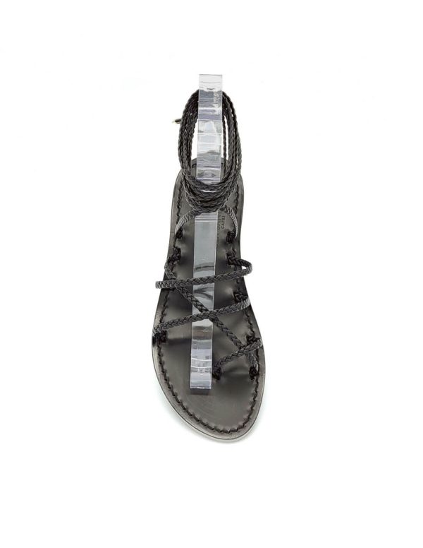 Dea Sandals Total Black Leather Gladiator Sandals
