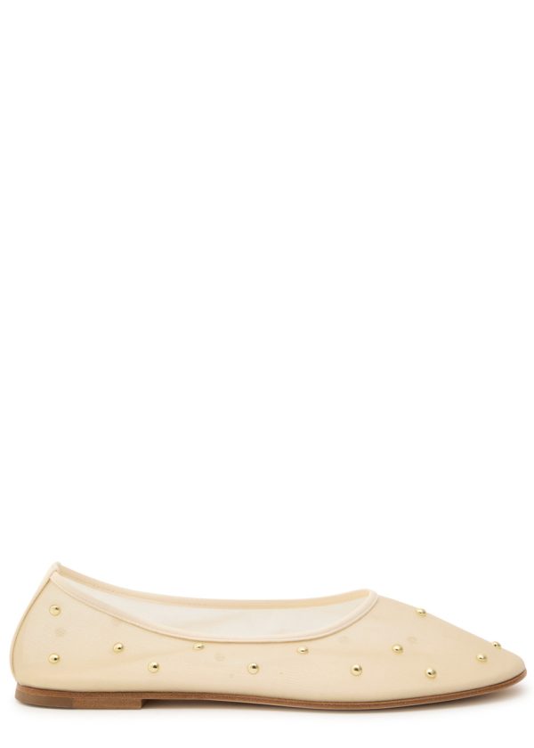 Dear Frances Balla Embellished Mesh Ballet Flats - Beige - 40 (IT40 / UK7)