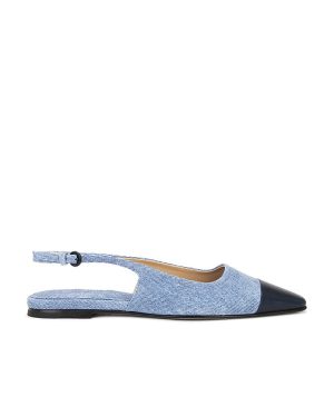Dear Frances Tia Flat With Toe Cap in Blue. Size 38.