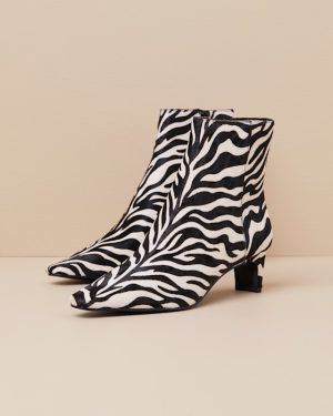 Delvie-A Zebra Calf Hair Pointed-Toe Ankle Boots