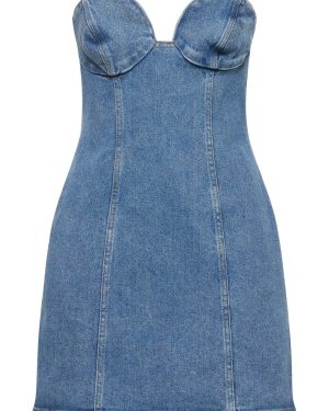 Denim Bustier Strapless Mini Dress