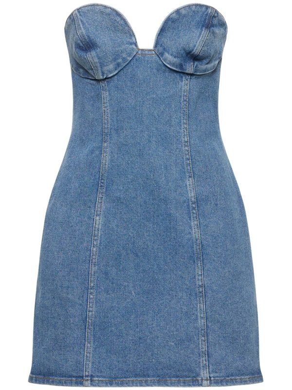 Denim Bustier Strapless Mini Dress